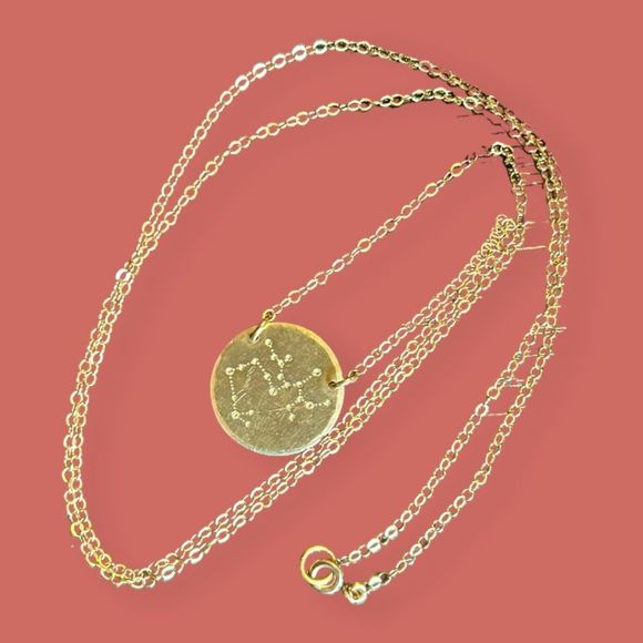 ♐️ GOLD FILL SAGITTARIUS DISC NECKLACE ETSY GOLD CRUSH JEWELRY 18" CHAIN - Picture 1 of 7